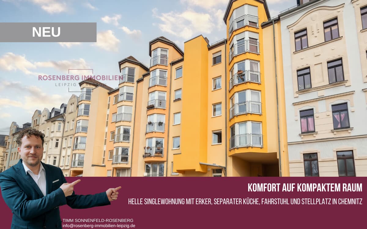 Charmante 1-Raum-Wohnung mit Erker und Tiefgarage in Chemnitz / Bernsdorf