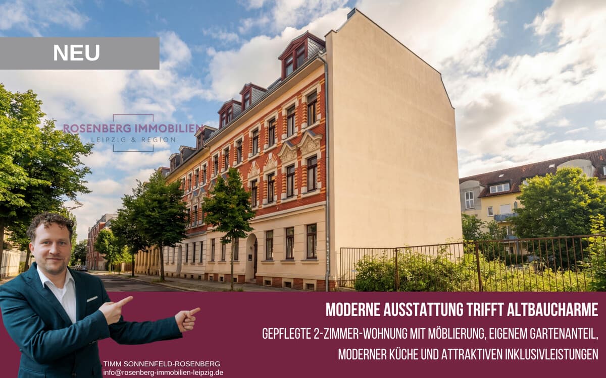 Möblierte 2-Raumwohnung mit Balkon und eigenem Garten in Leipzig-Mockau-Süd