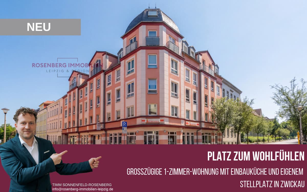 Gepflegte 1-Zimmer-Wohnung mit Einbauküche, Aufzug und Tiefgarage in Zwickau!