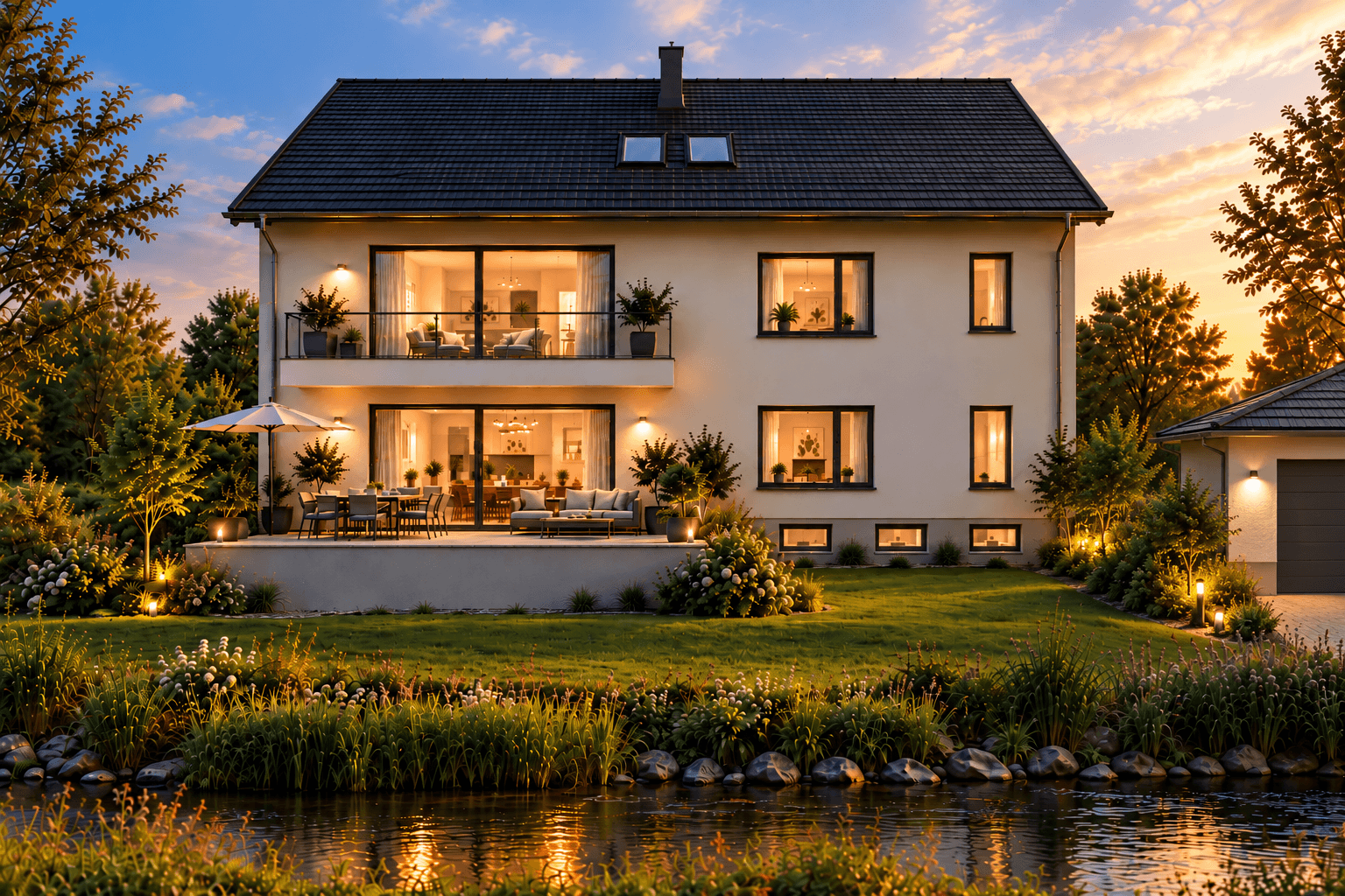 MÜNCHNER IG: Exklusive Maisonette-Residenz am idyllischen Langwieder Bach mit Garten & Terrasse