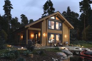 hochwertiges Holzhaus (Cambridge) mit Vollholzwänden, Wandstärke 200 oder 250 mm mit großer Terrasse – Prüm – Vorschaubild 3