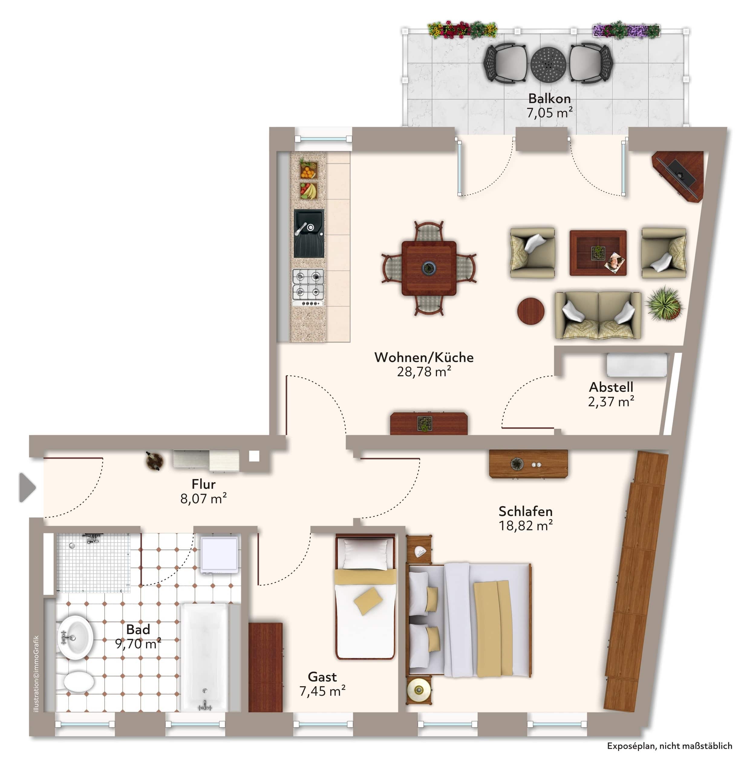 Moderne 3-Raum-Wohnung im Dachgeschoss mit Balkon in Elbnähe – Magdeburg – Vorschaubild 17