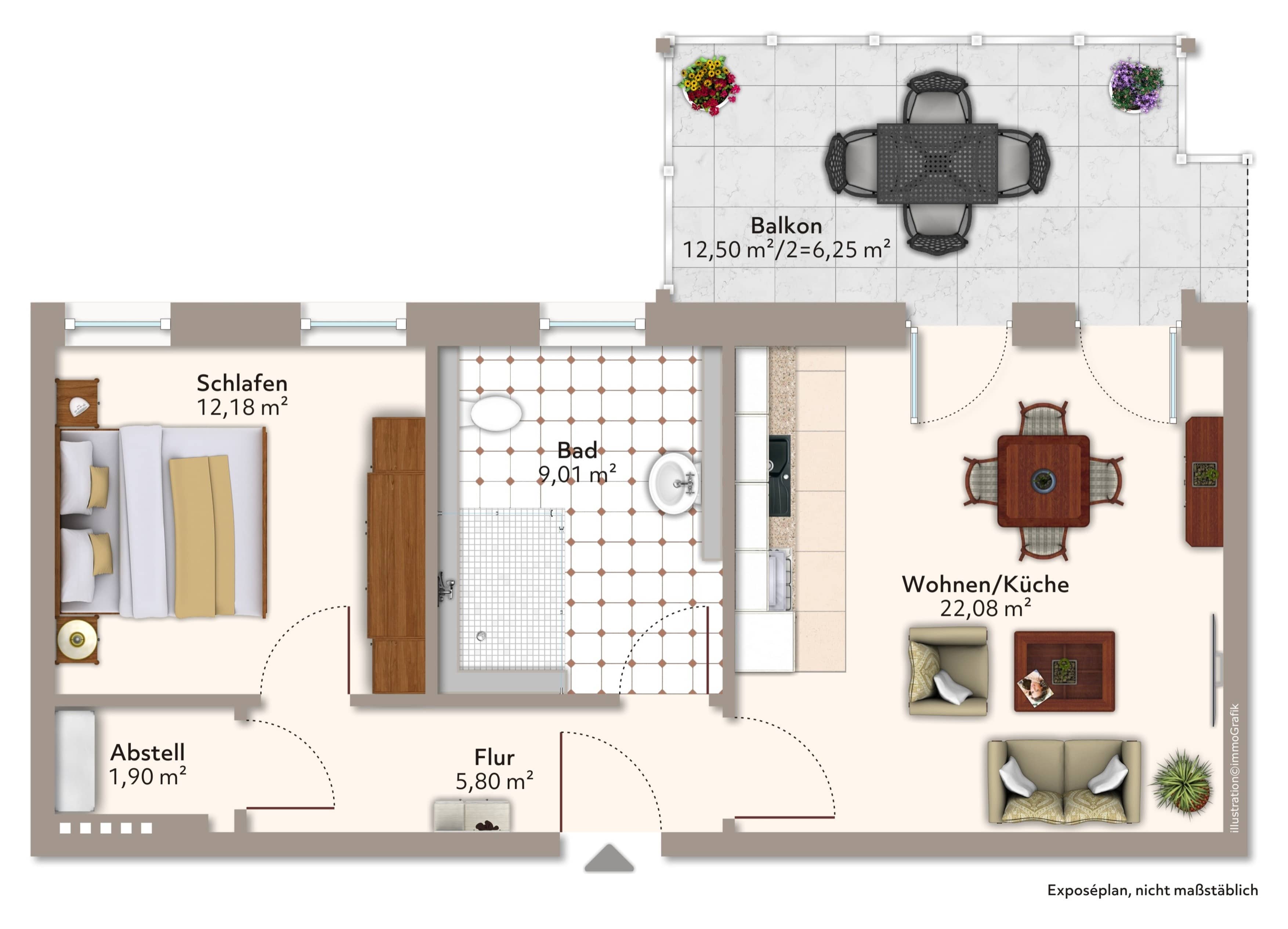 Gemütliche 2-Raum-Wohnung im Dachgeschoss mit Balkon – Magdeburg – Vorschaubild 9