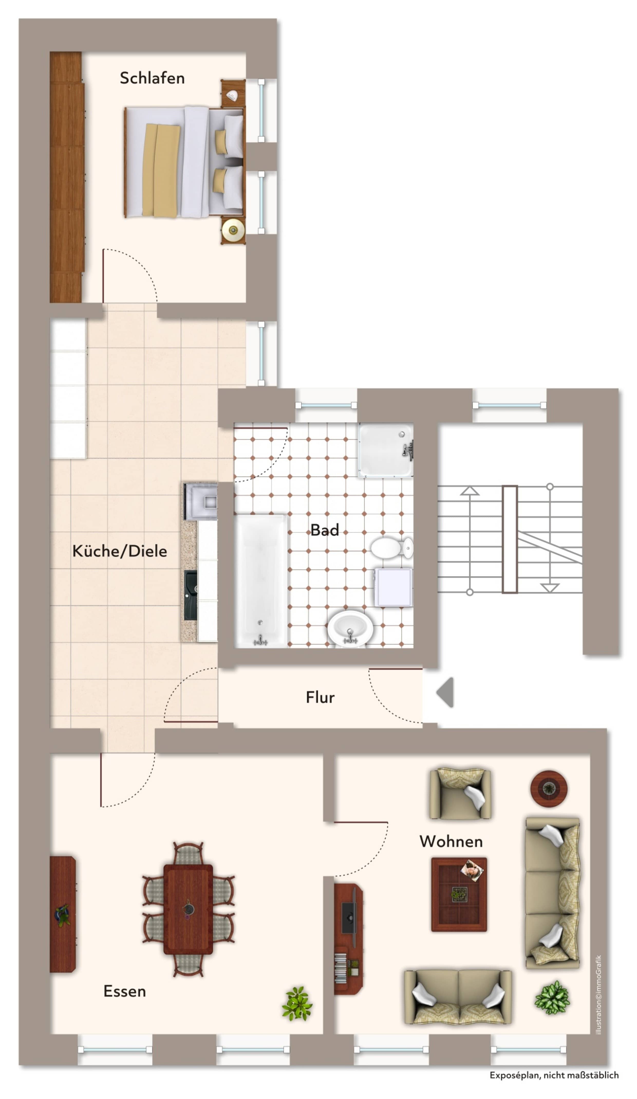 Komfortable 3-Raum-Wohnung mit großzügigem Grundriss – Magdeburg – Vorschaubild 13