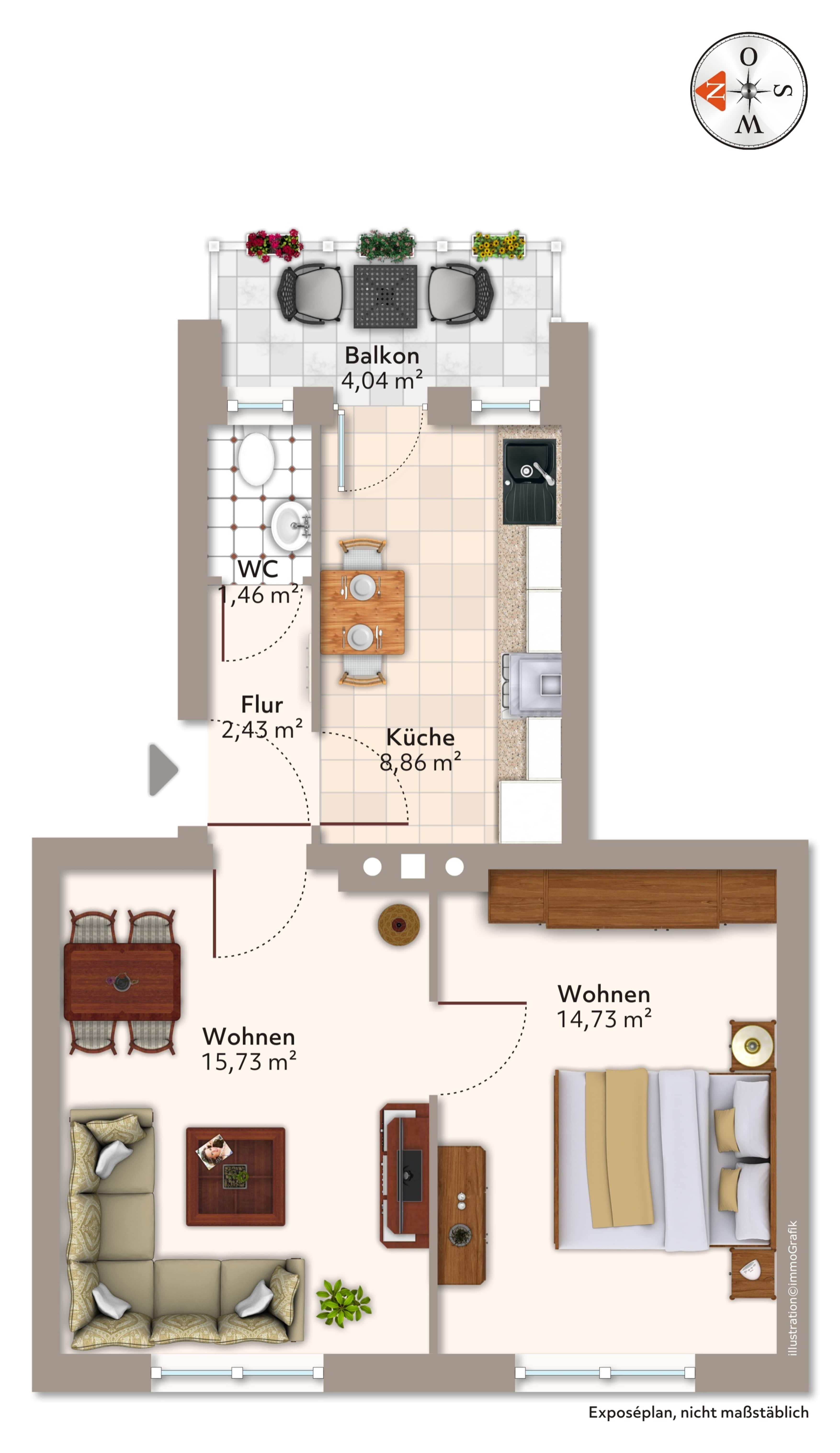 Freundlich helle 2-Raum-Wohnung für junge Pärchen – Magdeburg – Vorschaubild 10