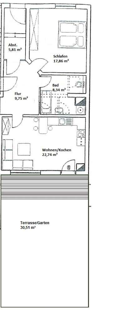 2-Raum-ETW mit Terrasse und eigenem Garten in der beliebten Südvorstadt