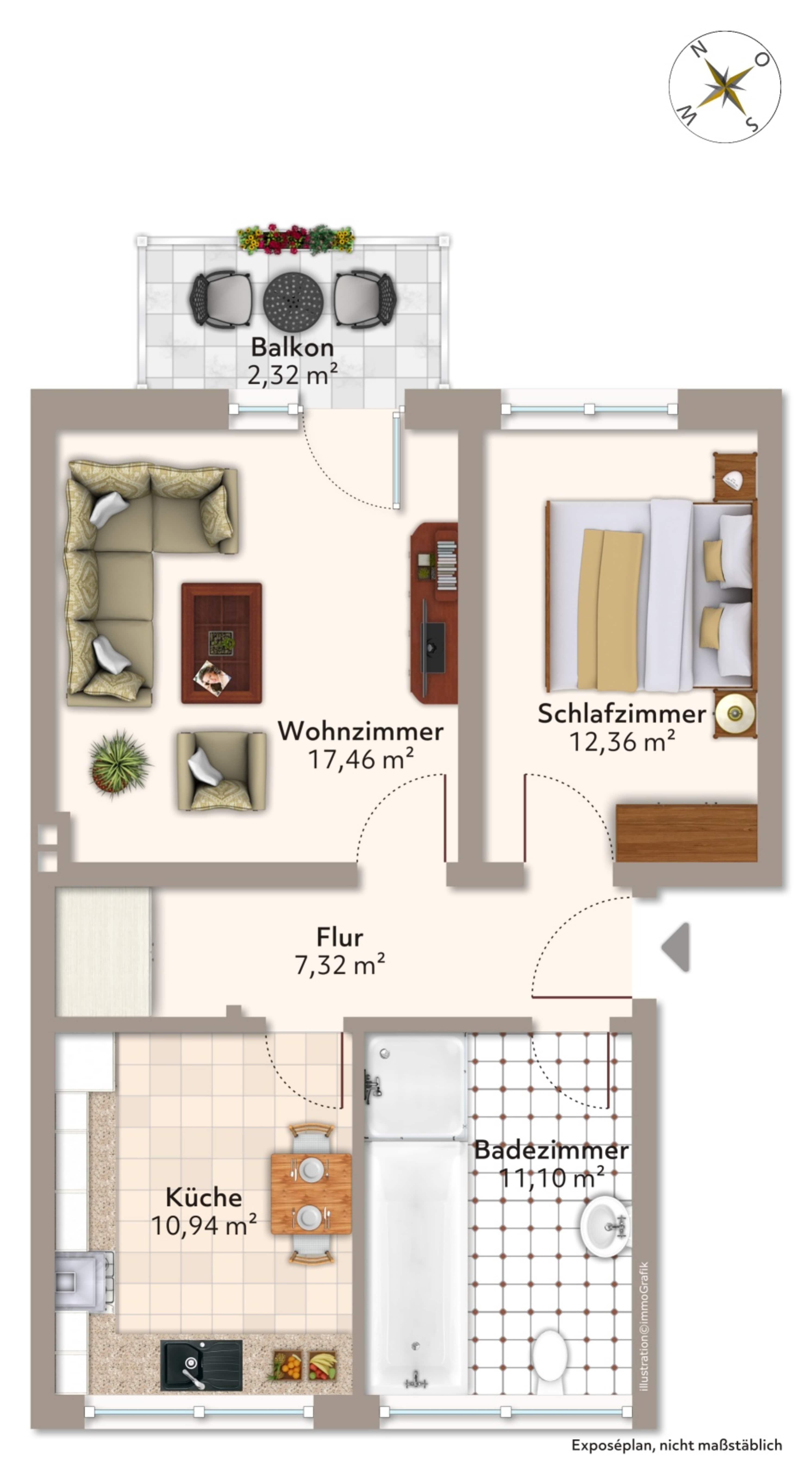 Charmante 2-Raum-Wohnung mit Blick ins Grüne – Magdeburg – Vorschaubild 6