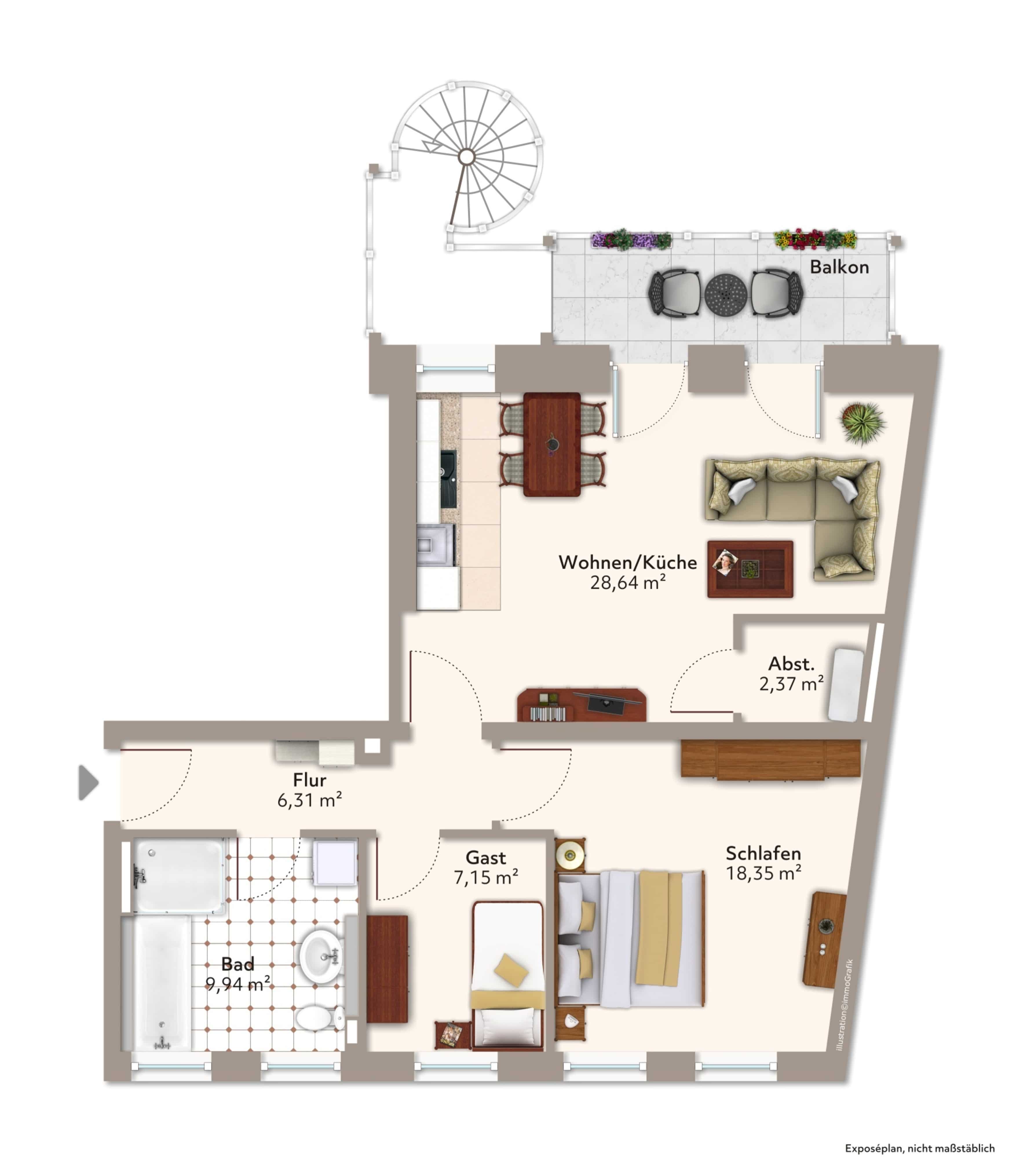 Elbnahe 3-Raum-Wohnung mit Balkon und viel Tageslicht – Magdeburg – Vorschaubild 14