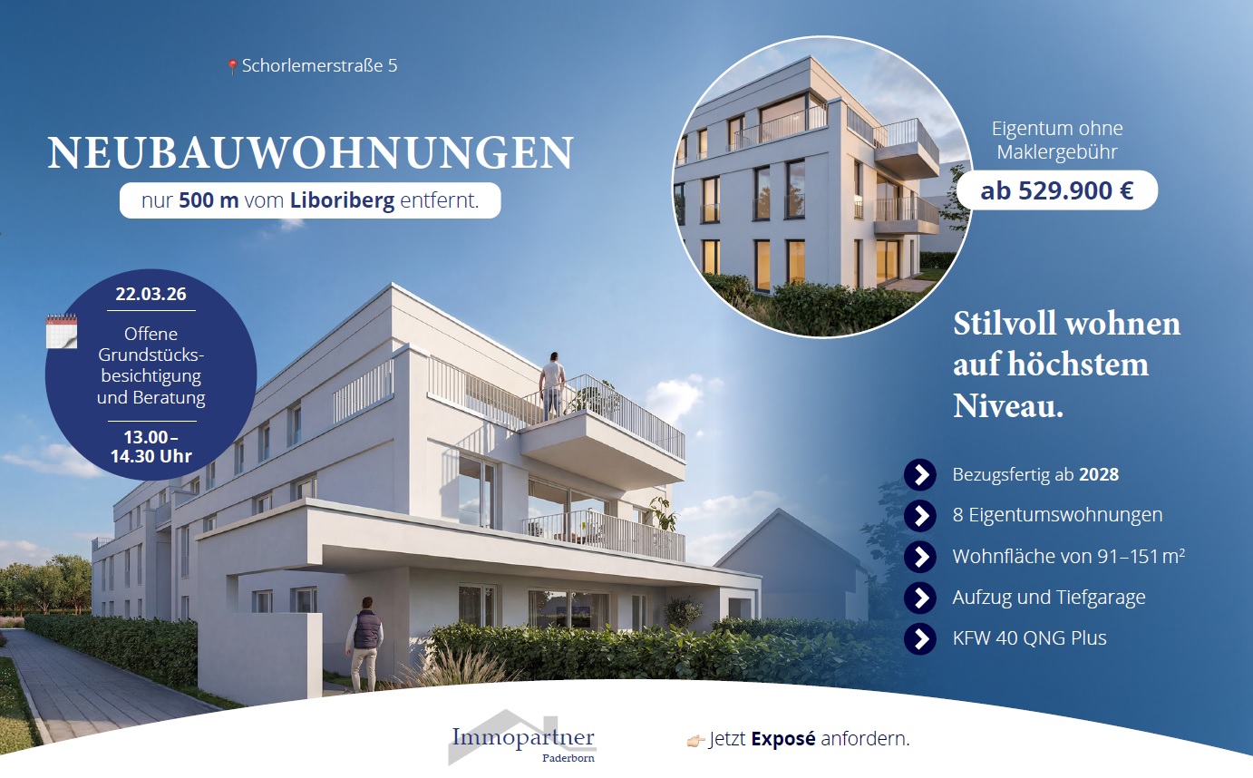 Grundstücksbesichtigung am Sonntag, den 22.03. von 13.00 bis 14.30 Uhr, Schorlemerstr. 5 in PB