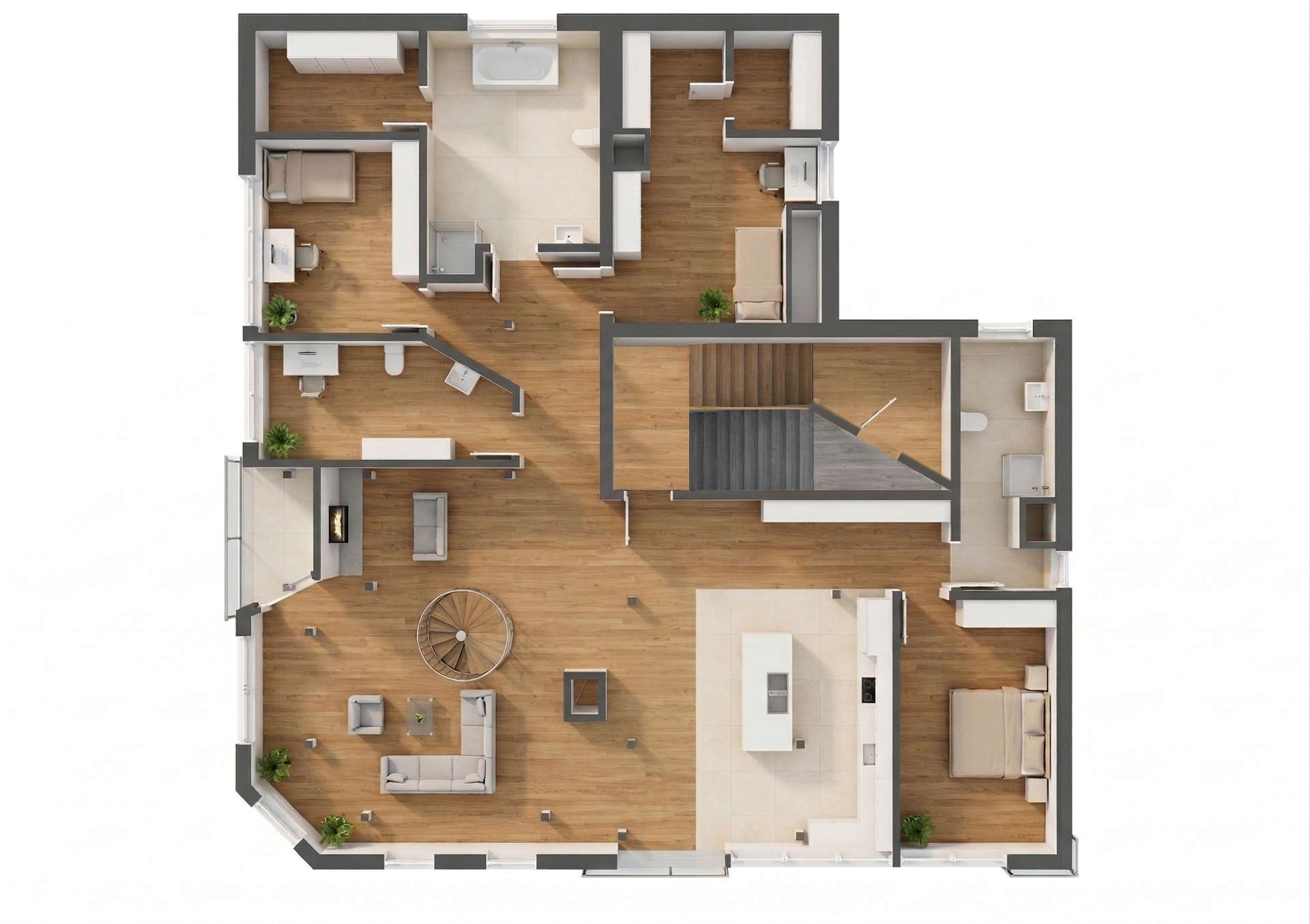 Einzigartig | 360° Dachterrasse | 5 Zimmer | Offene Balkenstruktur | Fußbodenheizung | Kamin – Leipzig – Vorschaubild 3