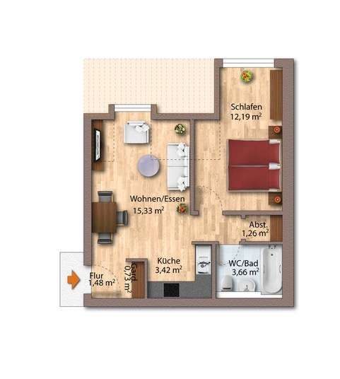 2-Raumwohnung mit EBK ** 2025 renoviert ** – Leipzig – Vorschaubild 2