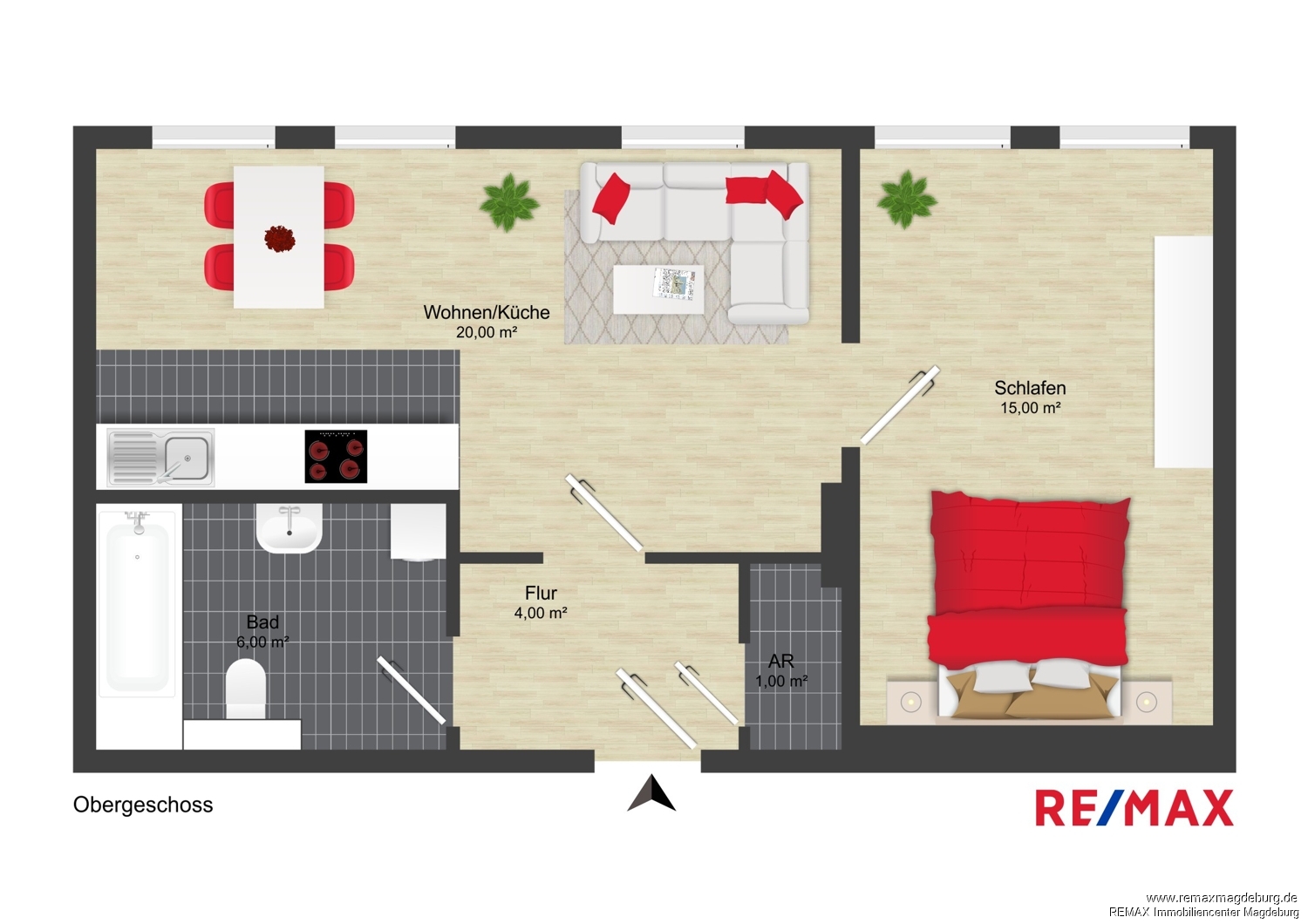 Kleine, gemütliche 2-Raum-Wohnung in zentraler Lage – Magdeburg / Stadtfeld Ost – Vorschaubild 2