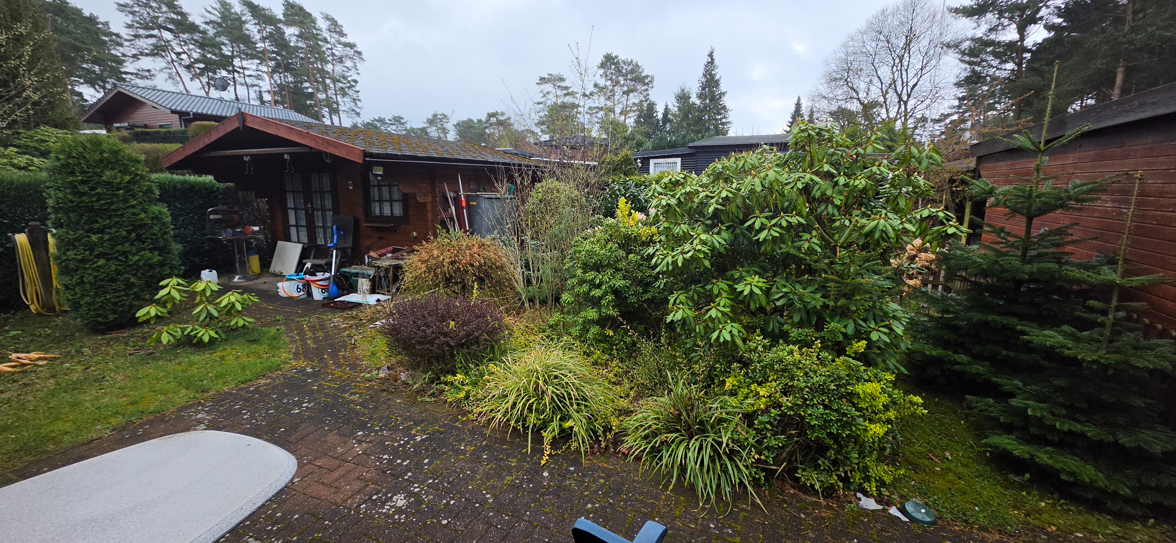 älteres Mobilheim mit Anbau, Carport, Schuppen und Gartenhaus zum Abbauen – Soltau – Bild 1 von 10