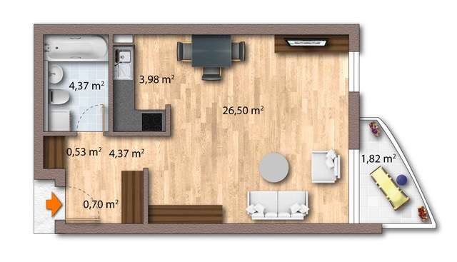 Frisch renoviert - 1 Raumwohnung ** Balkon ** neue EBK ** TG ** – Leipzig – Vorschaubild 2