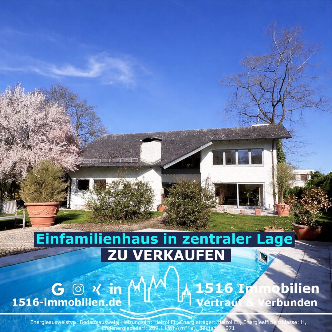Einfamilienhaus mit Pool & großem Garten in zentraler Stadtlage – Ingolstadt – Bild 1 von 28