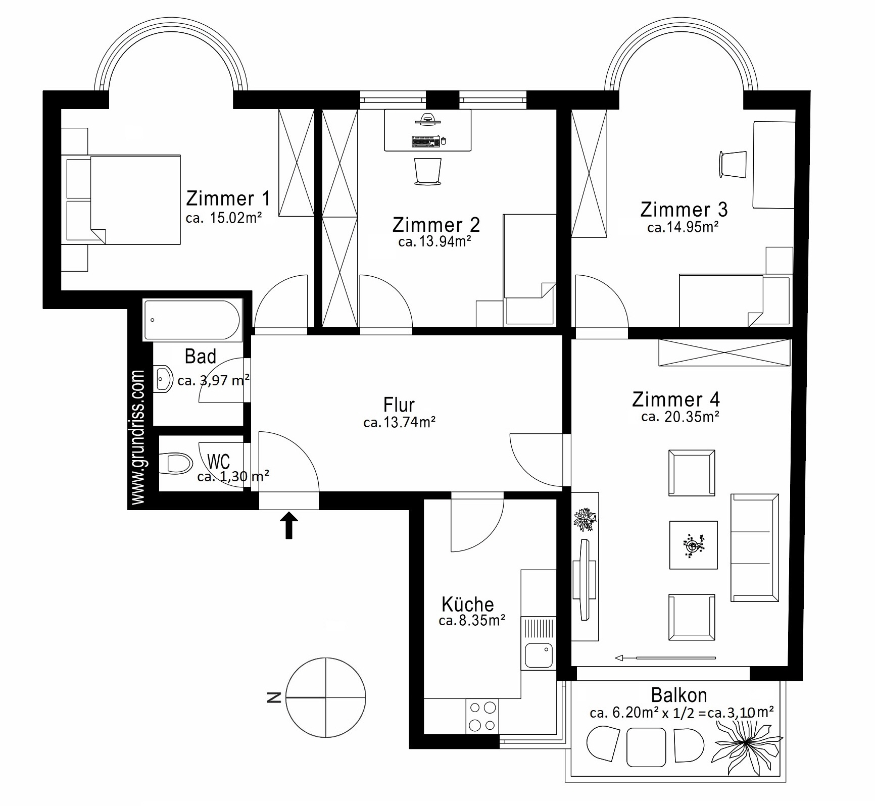 AIGNER - 4-Zi.-Wohnung mit idealer Aufteilung & Balkon direkt am Univiertel! – München – Vorschaubild 10