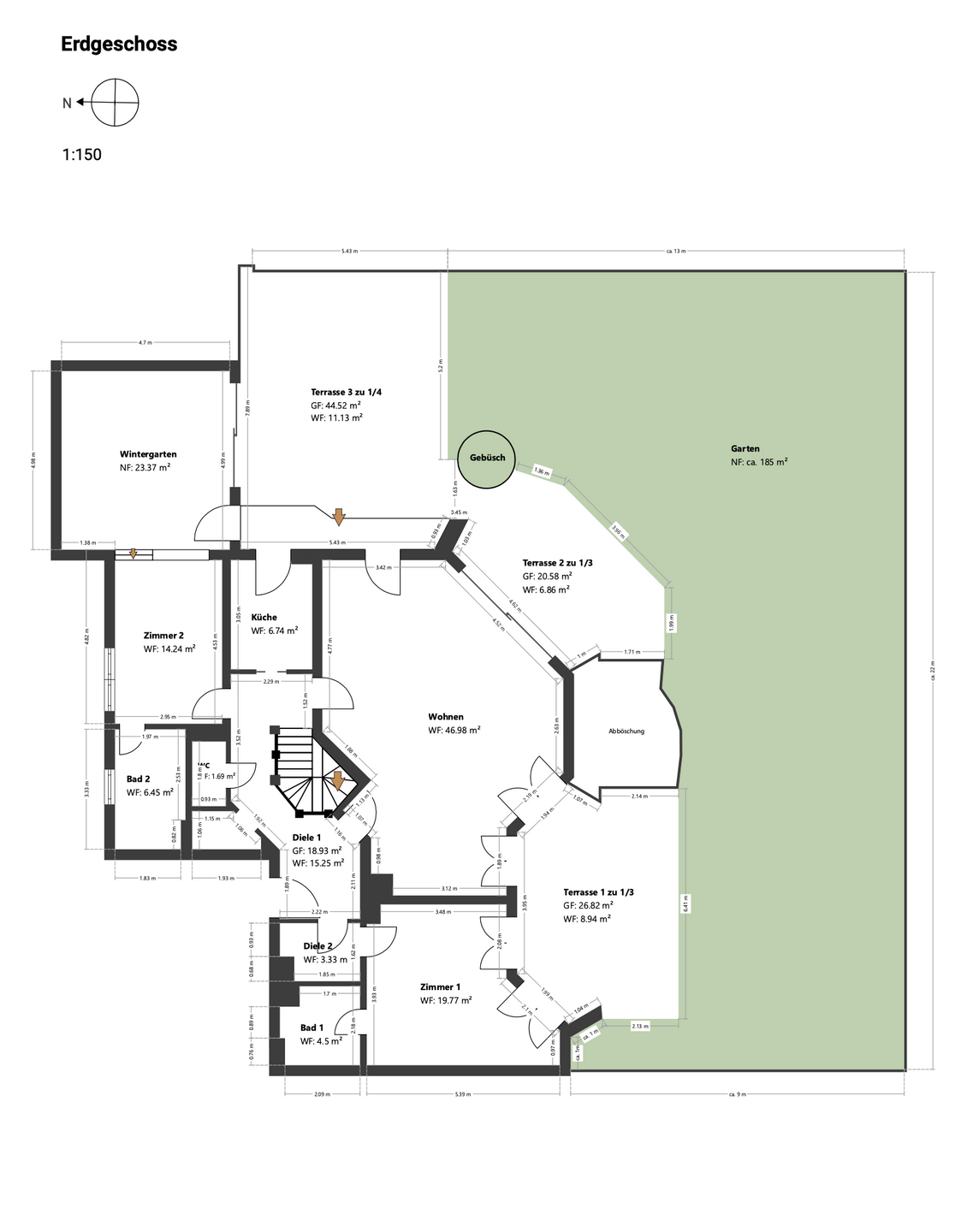Großzügige Gartenwohnung mit 3 Terrassen, vielseitiger Nutzfläche & Wellnesspotenzial – München – Vorschaubild 31
