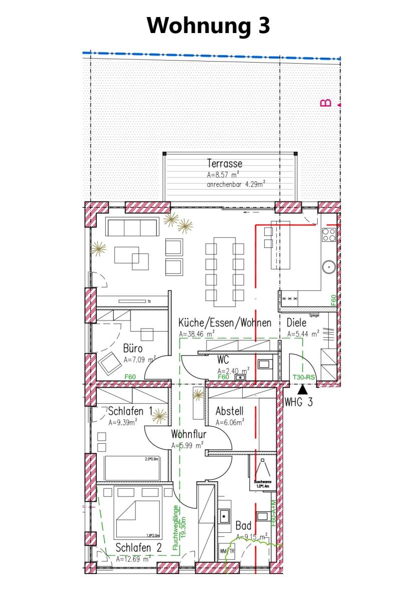 Helle altersgerechte Wohnung im KFW 40 Energiesparhaus Nähe Porta Nigra – an den Krankenhäusern – Trier – Vorschaubild 2