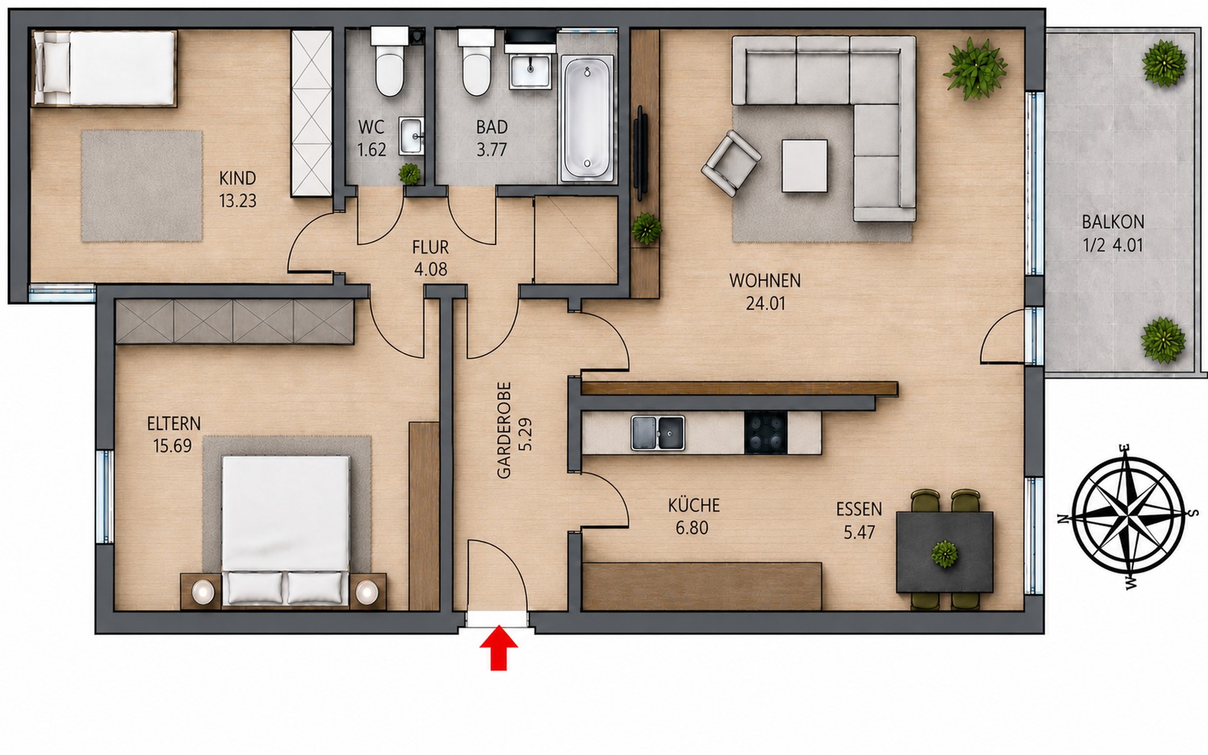 Provisionsfreie 3-Zi-Wohnung- Renoviert mit Südbalkon in der Herzogstrasse – München – Vorschaubild 14