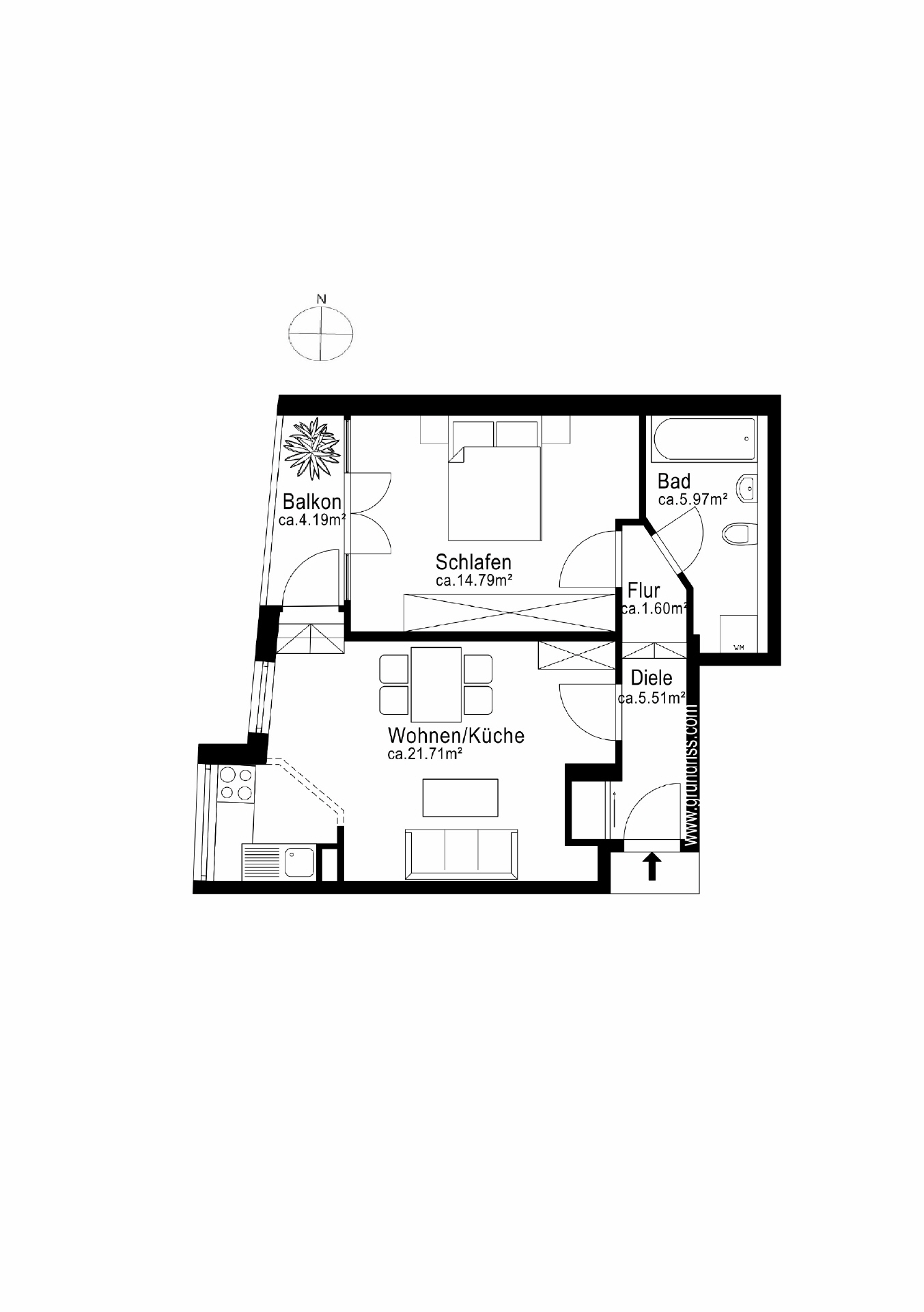 AIGNER - Moderne 2-Zimmer-Wohnung mit Westbalkon in der Maxvorstadt – München – Vorschaubild 7