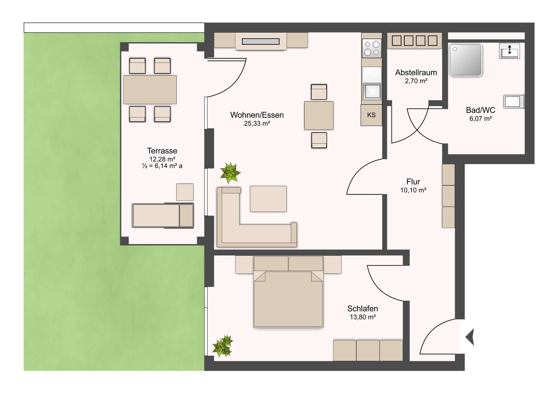 Terrassenwohnung zum Erstbezug in begehrter 2. Reihe | Bemusterung mgl. | TG-Stellplatz | Wärmepumpe – Leipzig – Vorschaubild 18