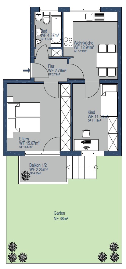MÜNCHNER IG: Charmante Gartenwohnung mit Balkon, perfektem Wohnkomfort & optimalem Grundriss – München – Vorschaubild 19