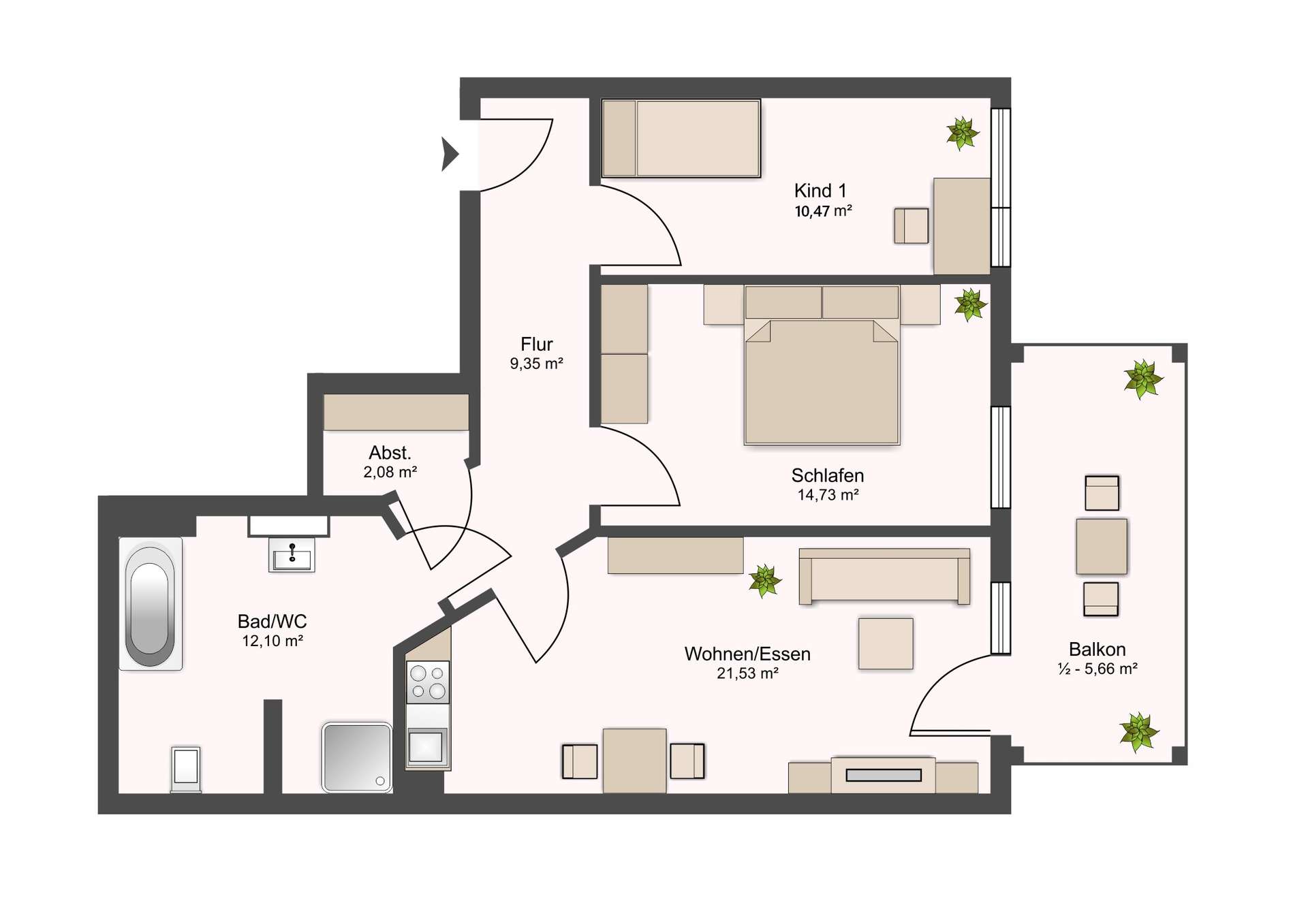 Mit Gestaltungsoption! Erstbezug in 2. Reihe | Lift | Tageslichtbad | Balkon | TG-Stellplatz mgl. – Leipzig – Vorschaubild 15