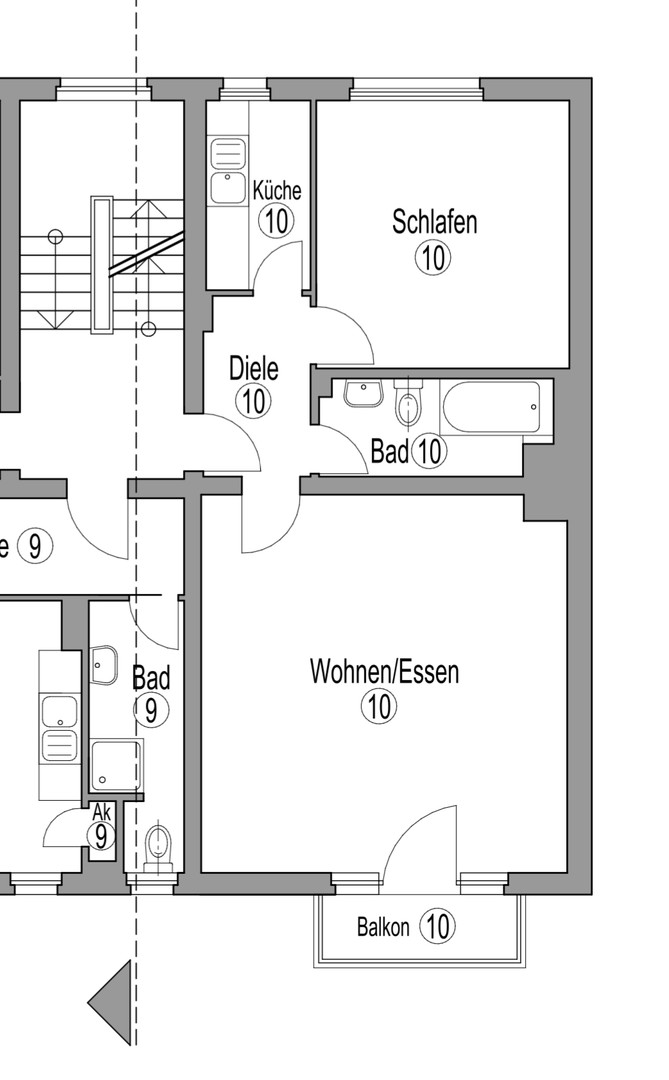 Umfangreich sanierte, helle Wohnung mit Balkon (EK,Waschmaschine,Keller) – Düsseldorf – Vorschaubild 8