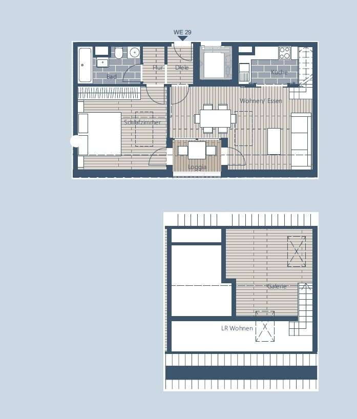 Gemütlich wohnen auf zwei Etagen - 2,5-Zi-Maisonettewohnung mit Loggia