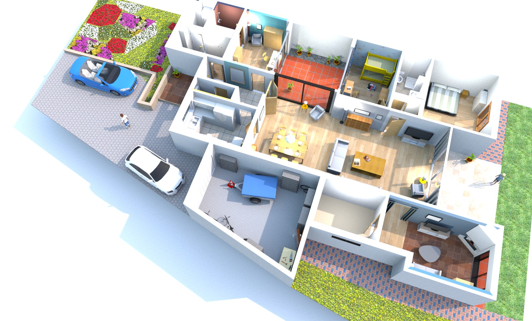 Flachdachbungalow (Reihenendhaus) auf 546 qm Grundstück mit zwei Bädern, Garage und Carport – Weyhe – Vorschaubild 18