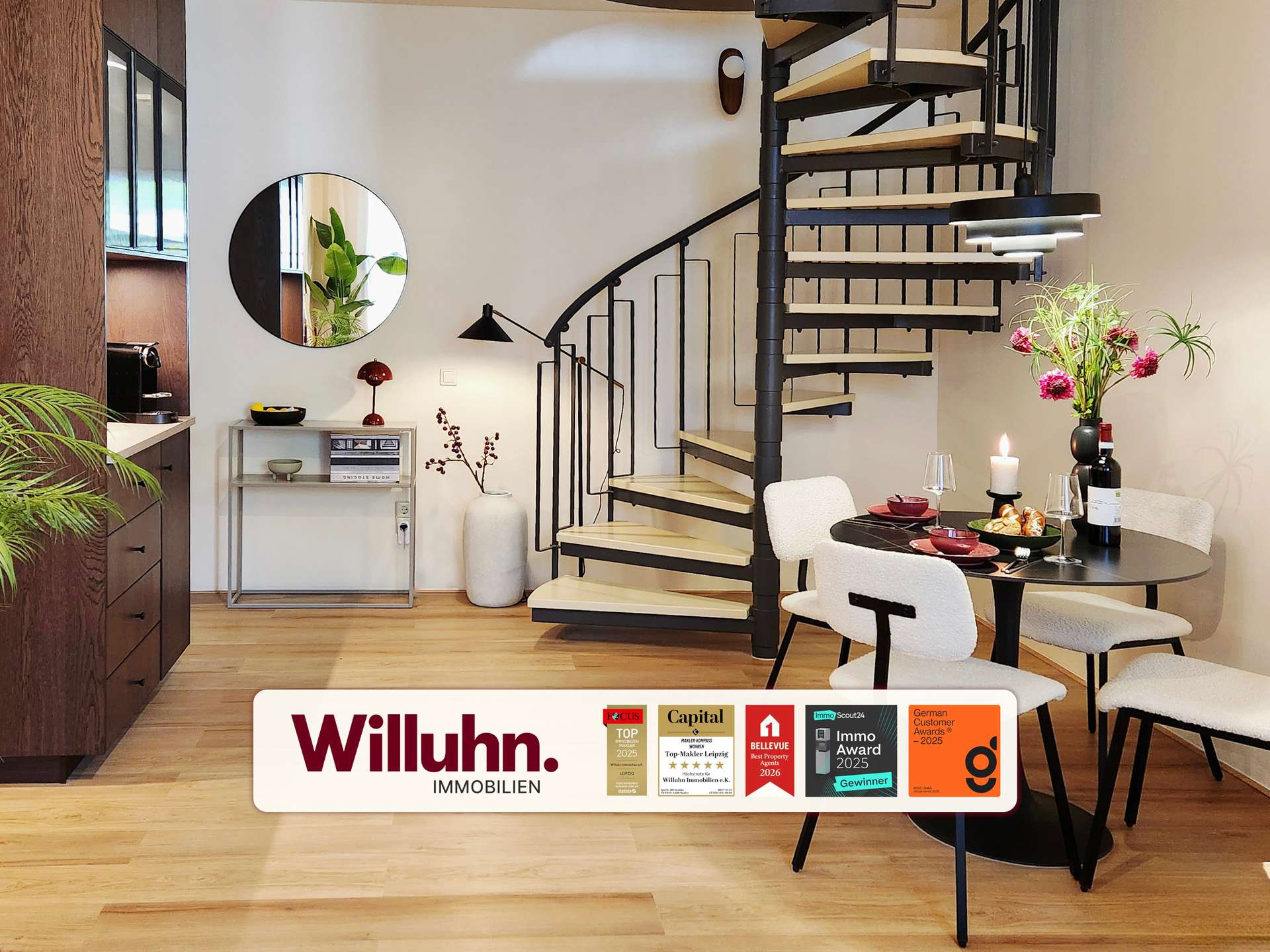 Erstbezug nach hochwertiger Renovierung und Möblierung | Maisonettewohnung | Einbauküche | Balkon – Leipzig – Bild 1 von 22