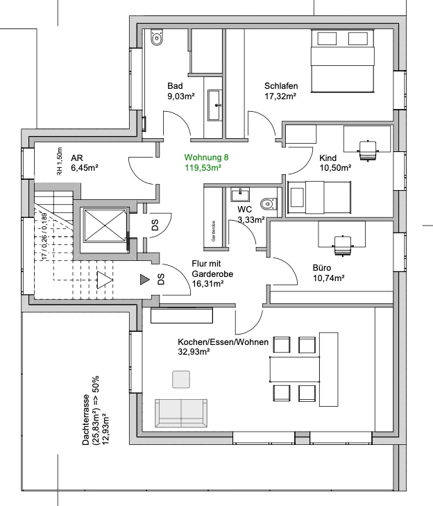Exklusive Penthouseoase nach KFW 40 Standard in begehrter Lage von Voxtrup! – Osnabrück – Vorschaubild 6