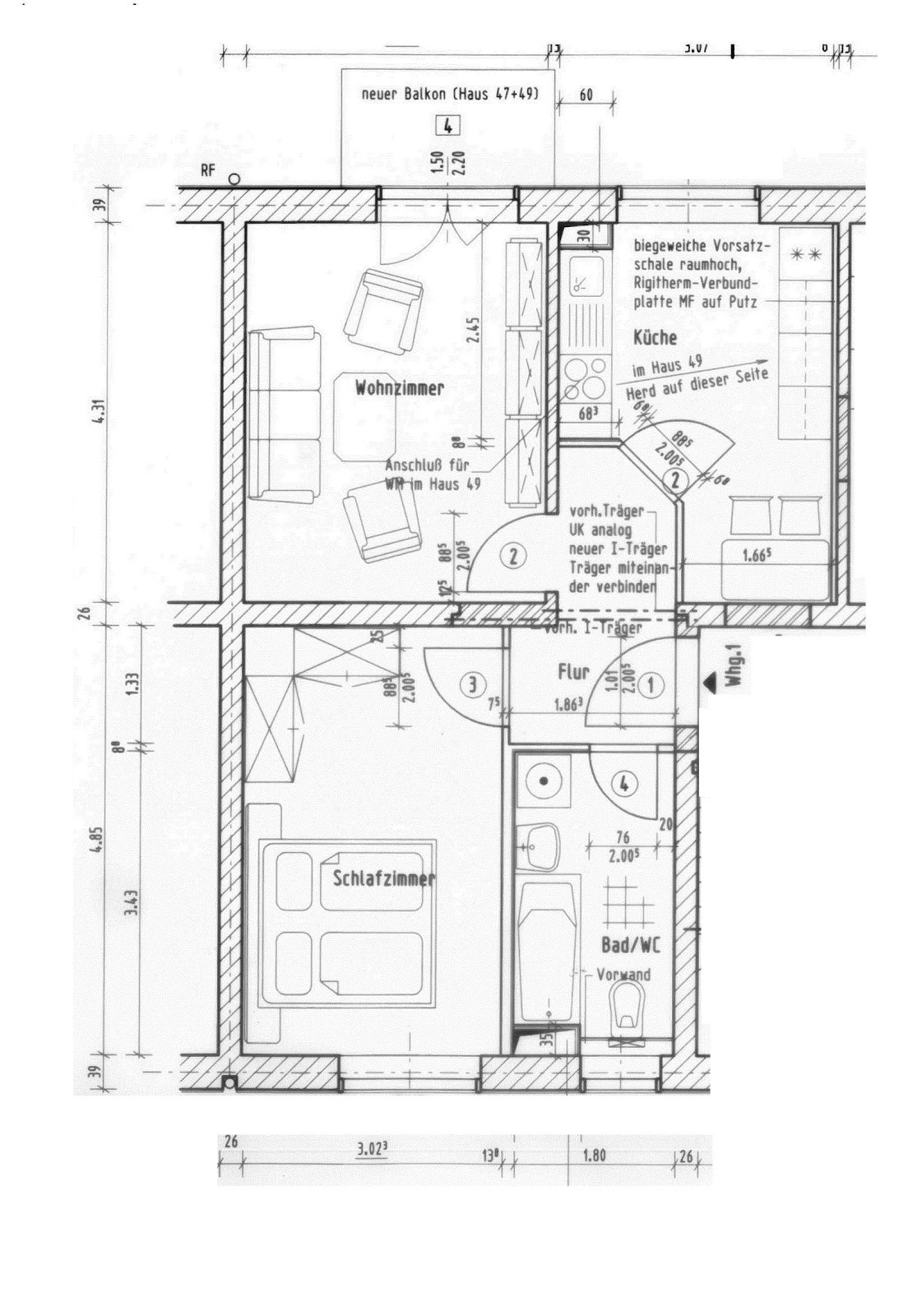 2-Zimmer-Wohnung mit Balkon und Wanne – Chemnitz – Vorschaubild 6