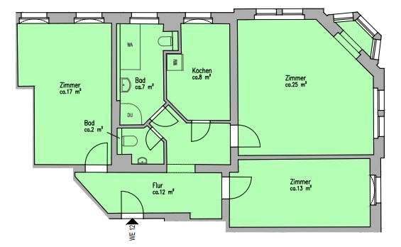 Neuer Fußboden möglich: helle 3-Zimmerwohnung mit Gäste-WC, Dusche + Wanne! – Chemnitz – Vorschaubild 15