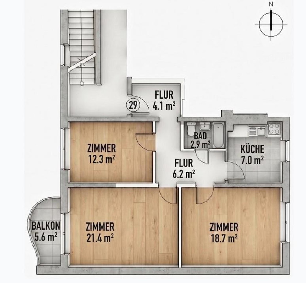 München-Bogenhausen, 3 Zimmer-Wohnung; nicht vermietet. – München Bogenhausen – Vorschaubild 8