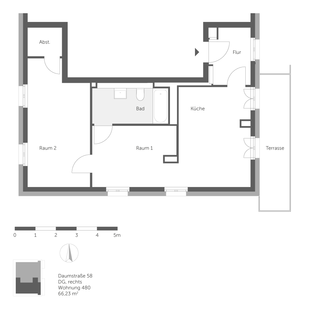 Dachgeschoss inkl. Fußbodenheizung und Terrasse im Erstbezug – Berlin – Vorschaubild 7