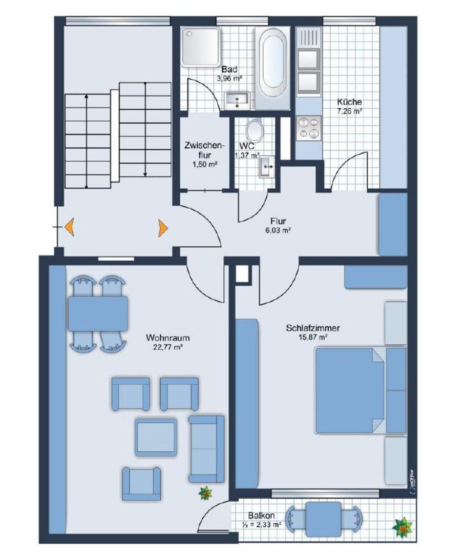 Frisch kernsanierte 2-Zimmer-Wohnung mit Balkon in Nürnberg – Erstbezug nach Sanierung – Nürnberg – Vorschaubild 11