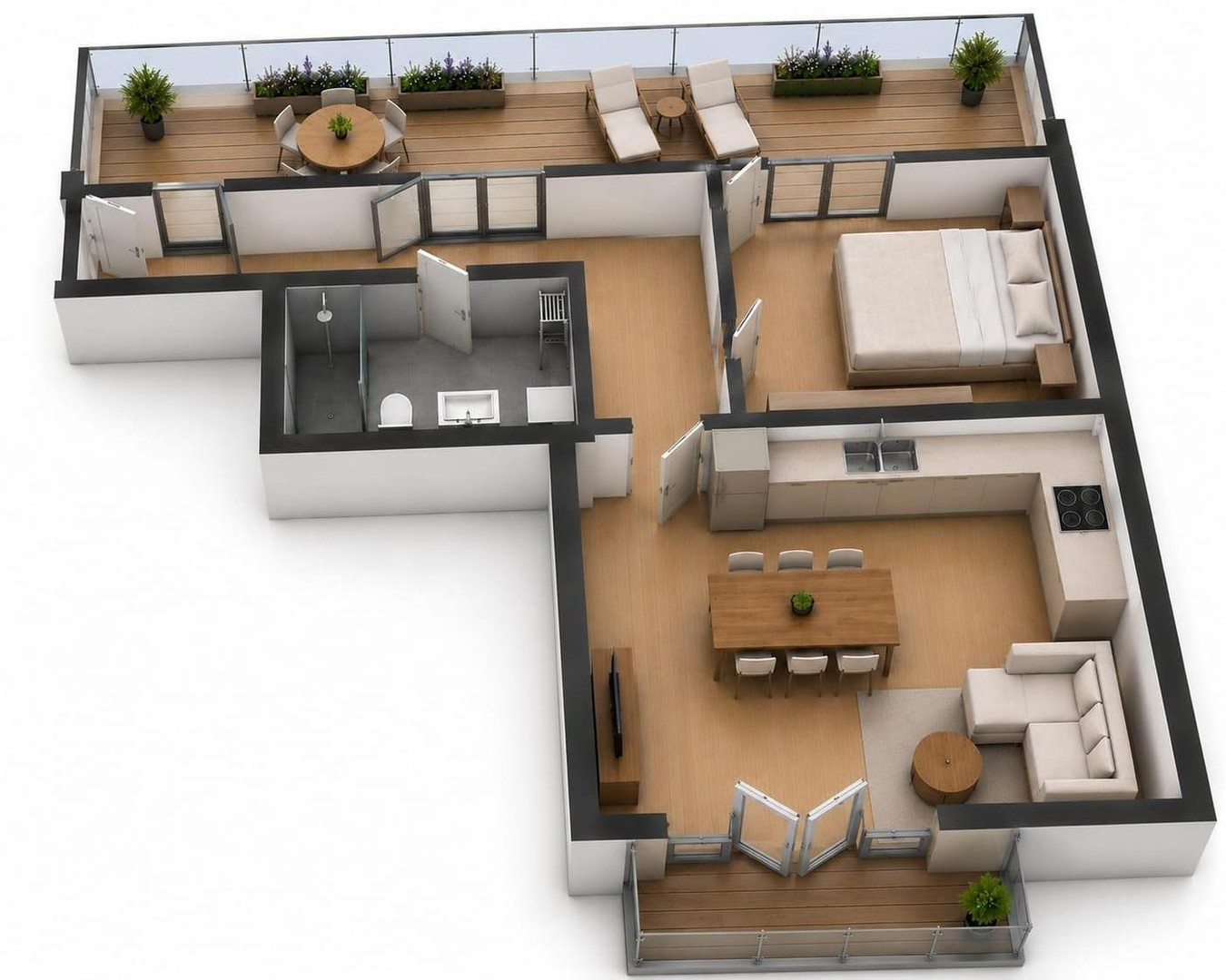 Penthouse-Neubau Wohnung: 2 Zimmer, Dachterrasse u. Balkon; 84,5m² inkl. anteilige Außenflächen – Solingen – Vorschaubild 3