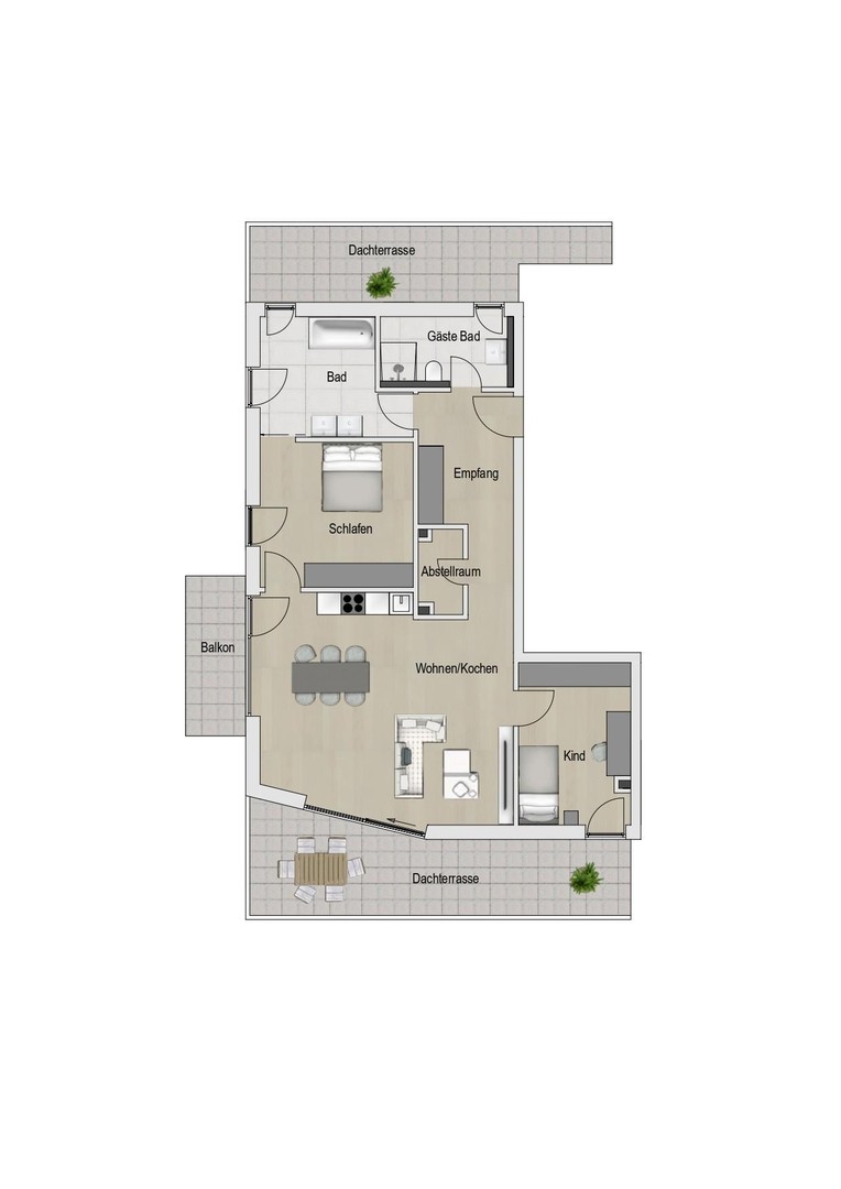 Exklusive Dachgeschosswohnung mit großzügigen Terrassen – München – Vorschaubild 8