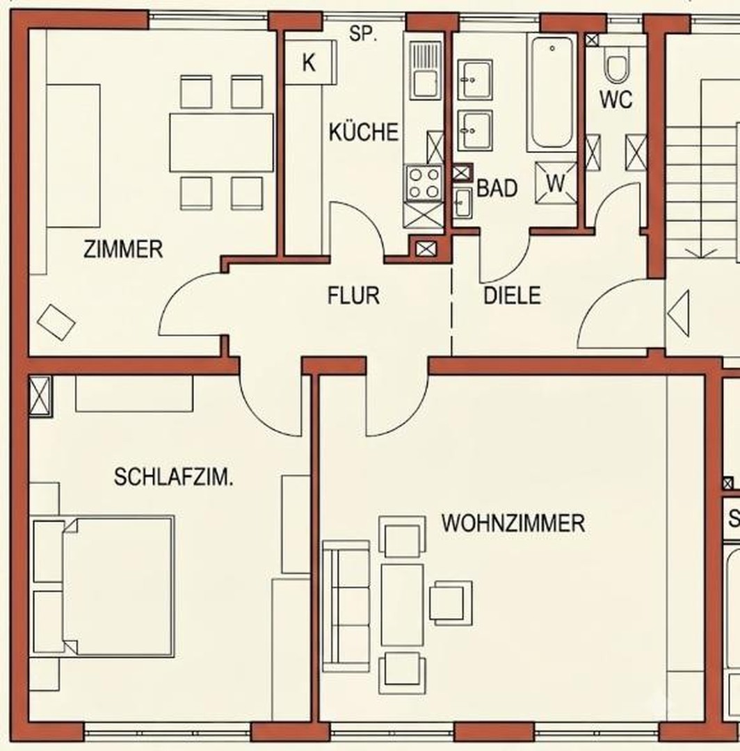 3 Zimmer Wohnung 84,0qm neu renoviert im 2. OG, ab 15.08. frei – Nürnberg – Vorschaubild 6