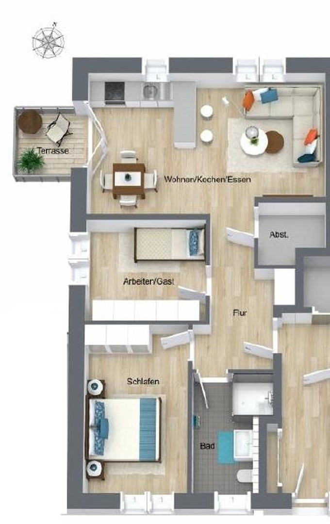 Helle 3-Zimmer-Wohnung mit Terrasse in ruhiger Lage – Neubaugebiet in Großenmeer/Ovelgönne – Ovelgönne – Vorschaubild 14