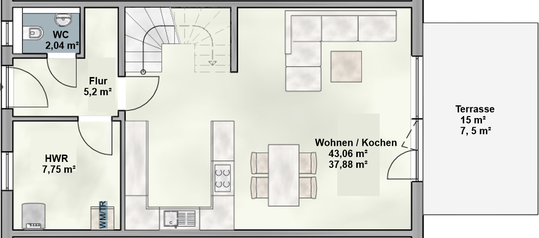 Neubau eines Reihenmittelhauses, ruhig und grün gelegen in Augsburg im schönen Stadtteil Göggingen – Augsburg – Vorschaubild 9