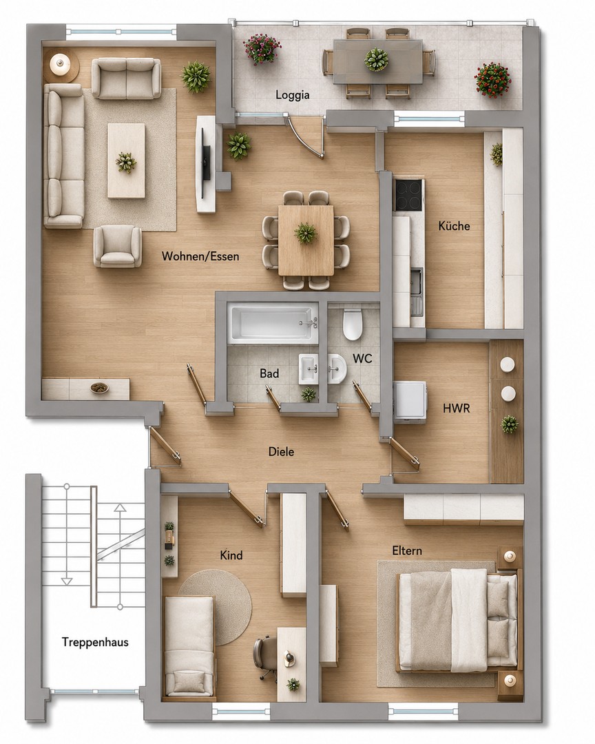 Hochwertig saniert & sofort bezugsfrei: Moderne 3,5 Zimmer-Wohnung mit Balkon, Garage – Ettenheim – Vorschaubild 24
