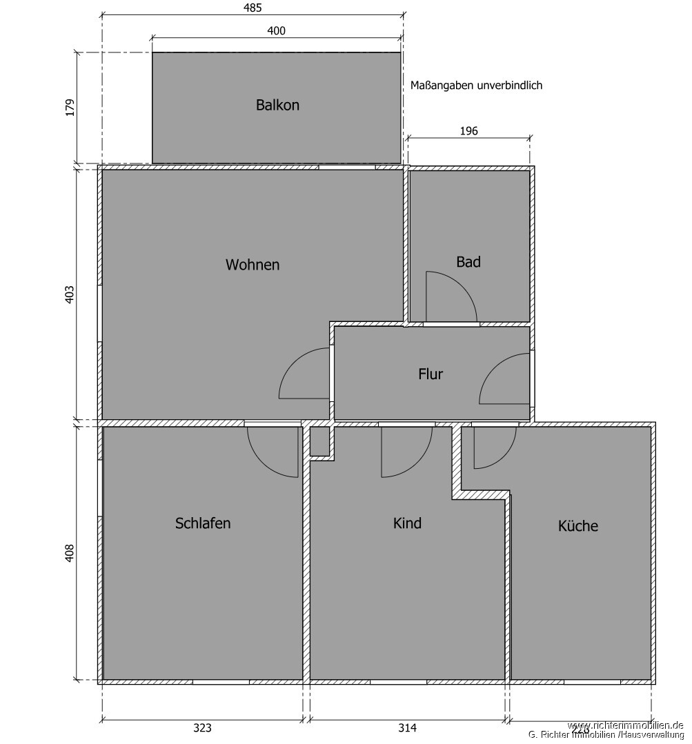 3-Raum-Wohnung mit Balkon – Freiberg – Vorschaubild 2