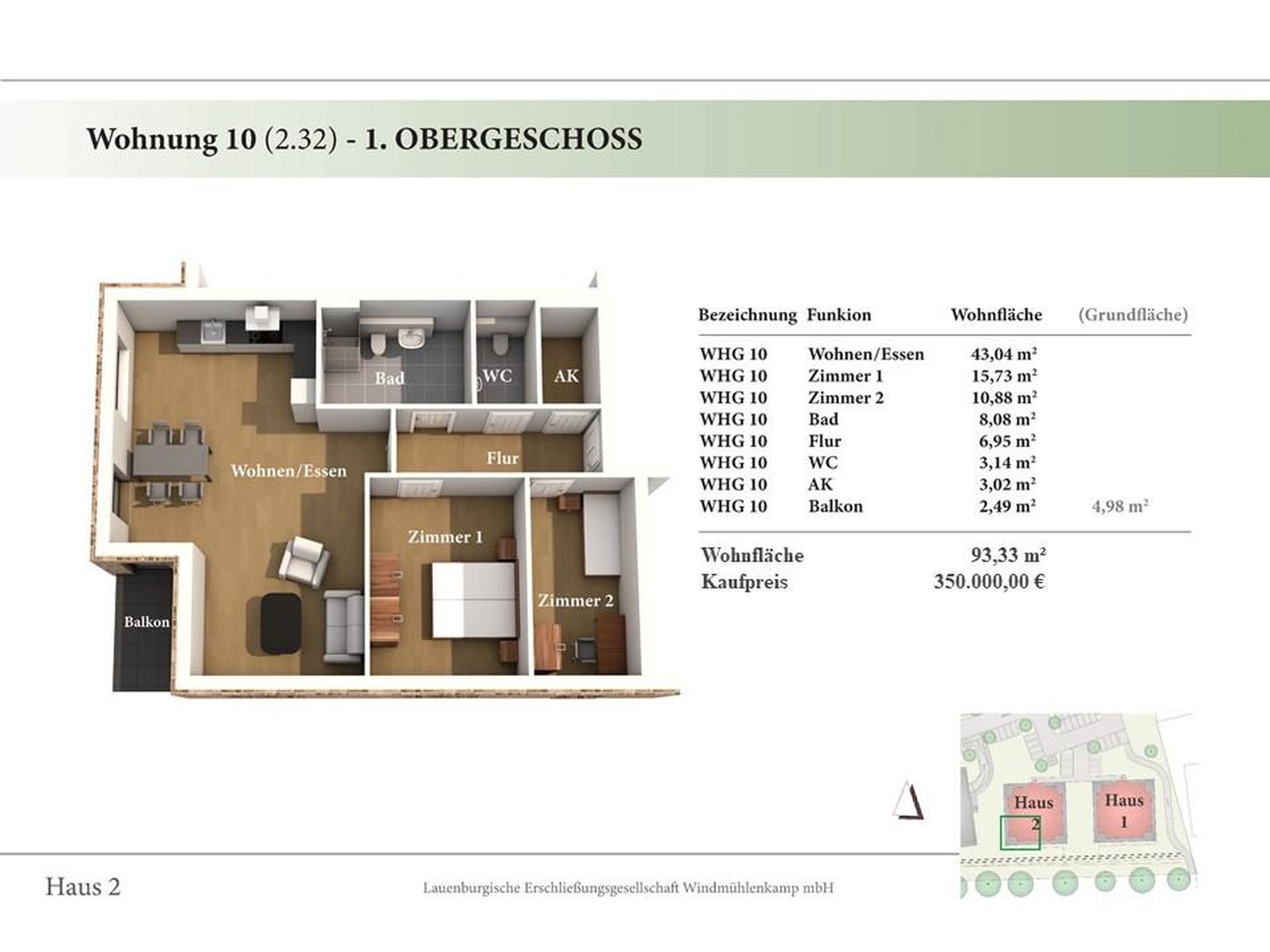 3 Zimmer 1. OG Neubau-Eigentumswohnung 2.32 – Lauenburg an der Elbe – Vorschaubild 2