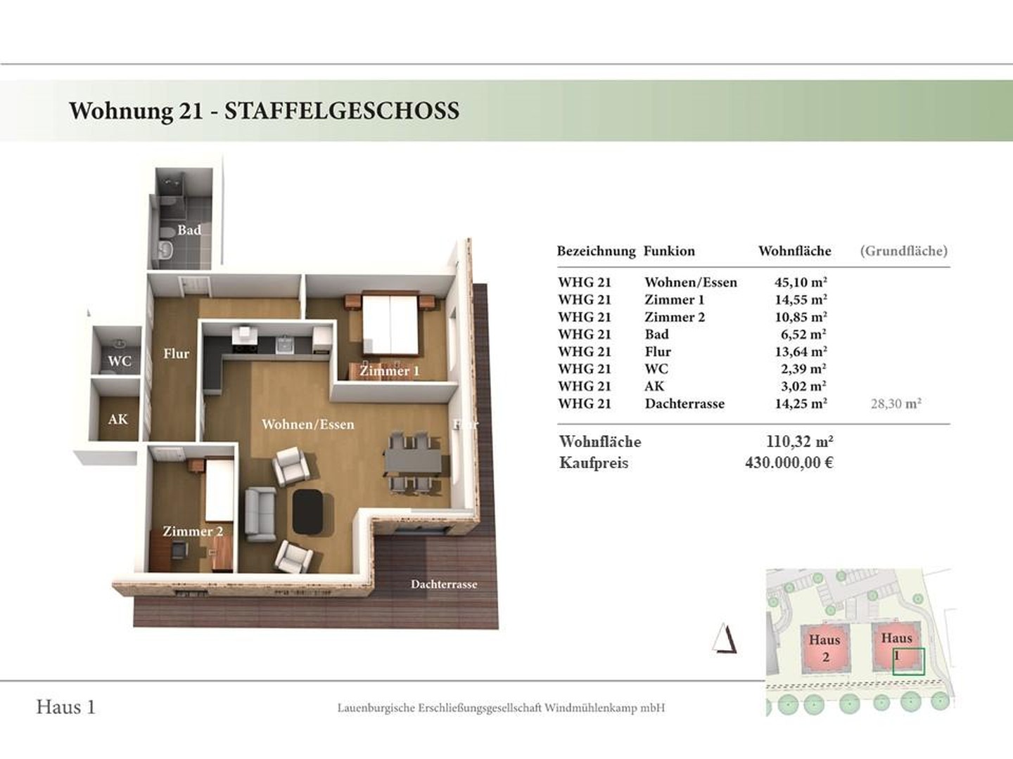 3 Zimmer STG Neubau-Eigentumswohnung 1.21 – Lauenburg an der Elbe – Vorschaubild 2