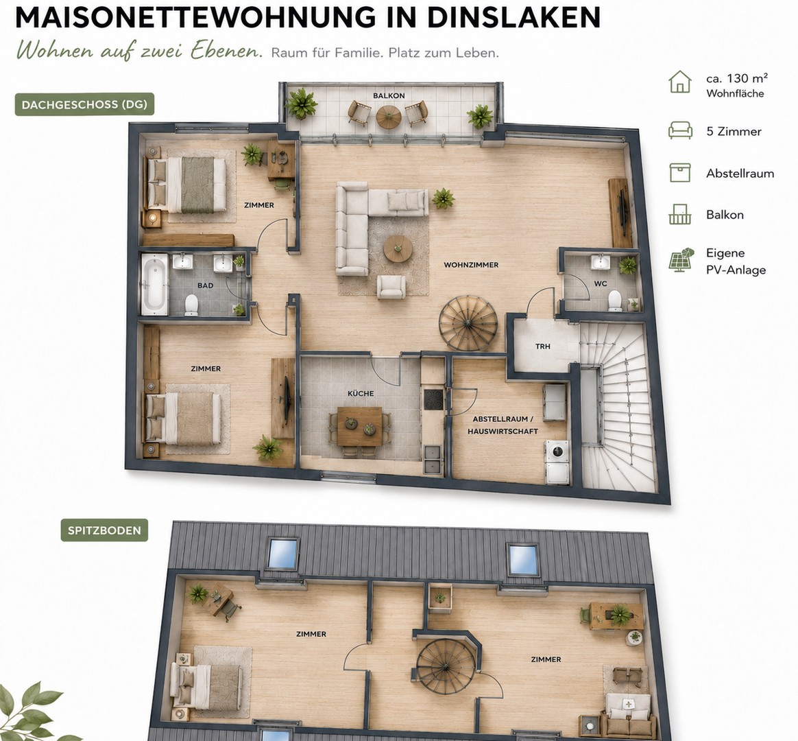 Exklusives Wohnen auf zwei Ebenen – moderne 5-Zimmer-Maisonette mit Balkon & eigener PV-Anlage – Dinslaken – Vorschaubild 17