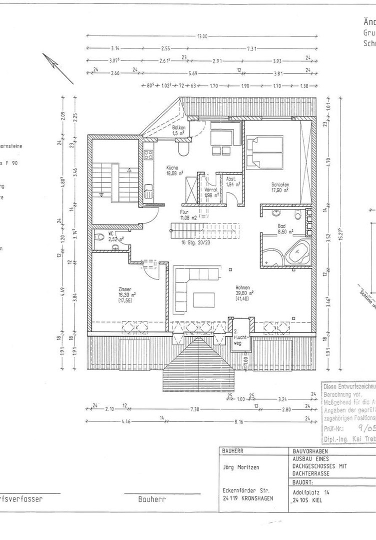 Altbau-Dachgeschosswohnung mit privater Dachterrasse am Adolfplatz — 127m², provisionsfrei – Kiel – Vorschaubild 17
