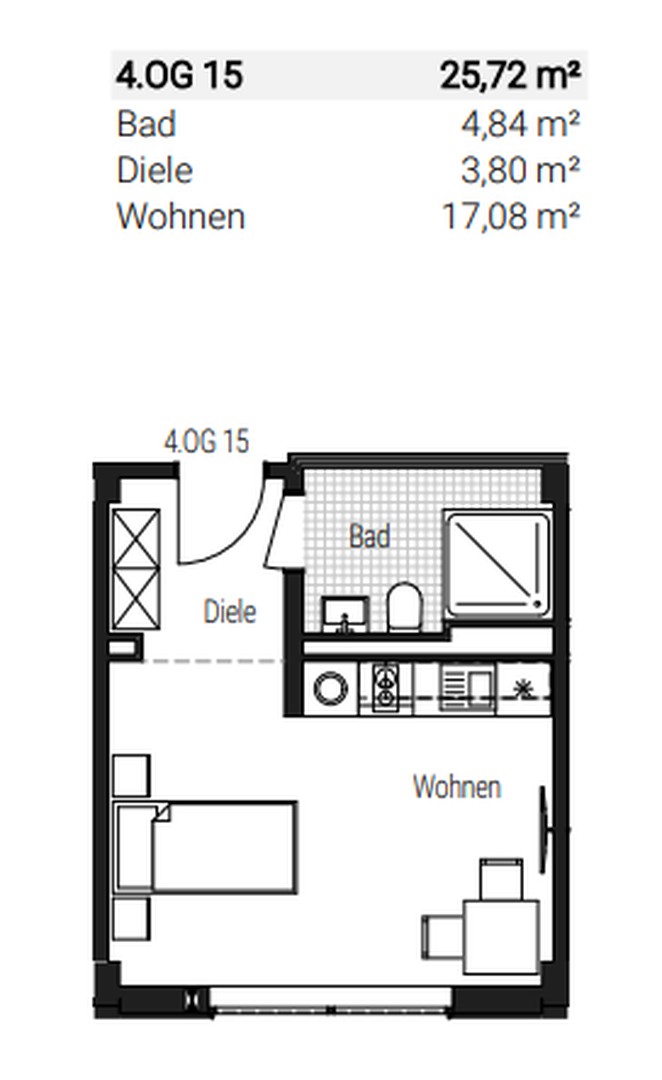 Charmante vollmöblierte 1-Zimmer-Neubauwohnung im 4. OG WE 85 – Nürnberg – Vorschaubild 21