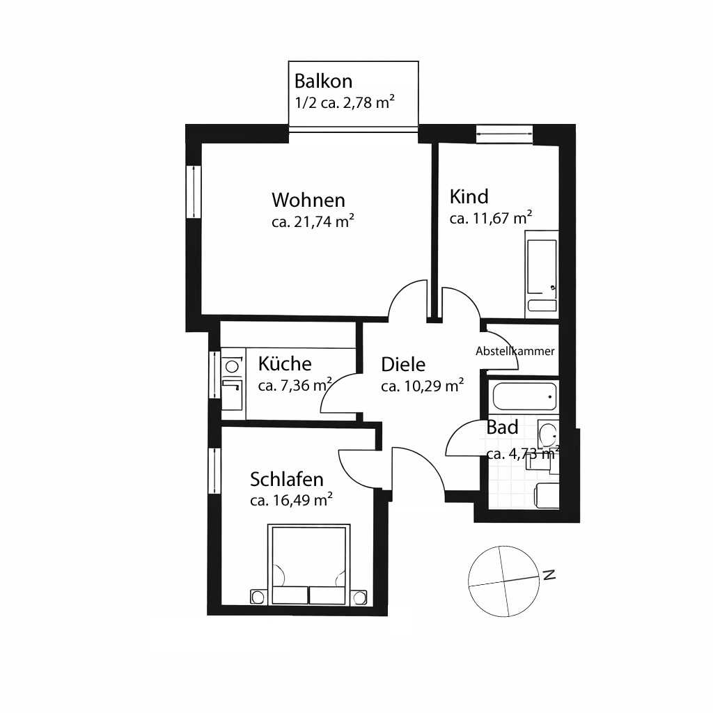 AIGNER - Berg am Laim: 3-Zimmer-Wohnung mit Modernisierungsoption – München – Vorschaubild 8